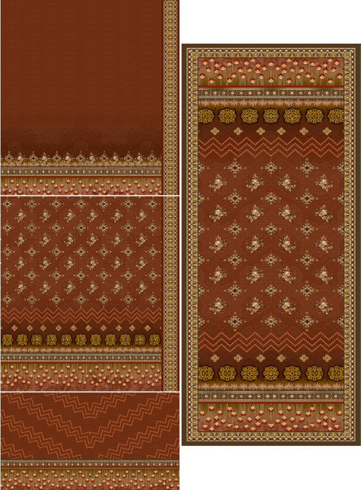 Traditional Rust-Orange Panel Print